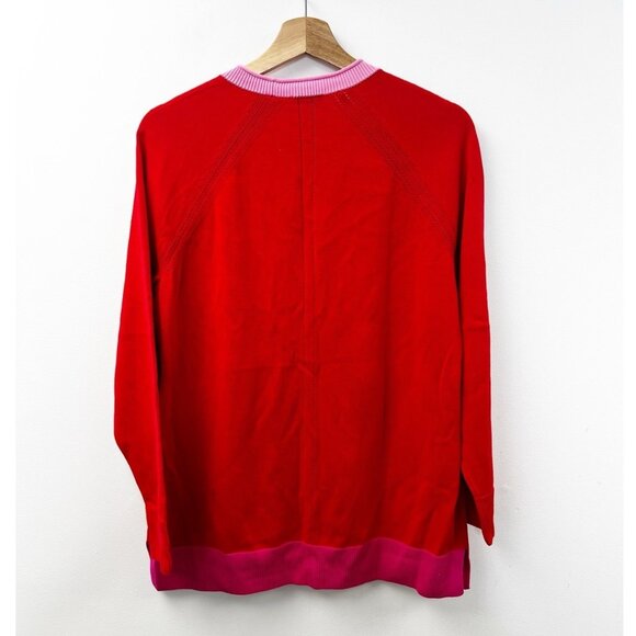 Talbots Petite Women's Red Pink Lightweight Long Sleeve Cardigan Cotton Blend LP - Picture 4 of 9